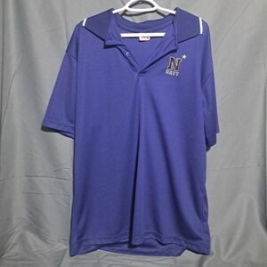 US Naval Academy Midshipmen 2XL NAVY Pullover Collared Polo‎ Short Sleeve